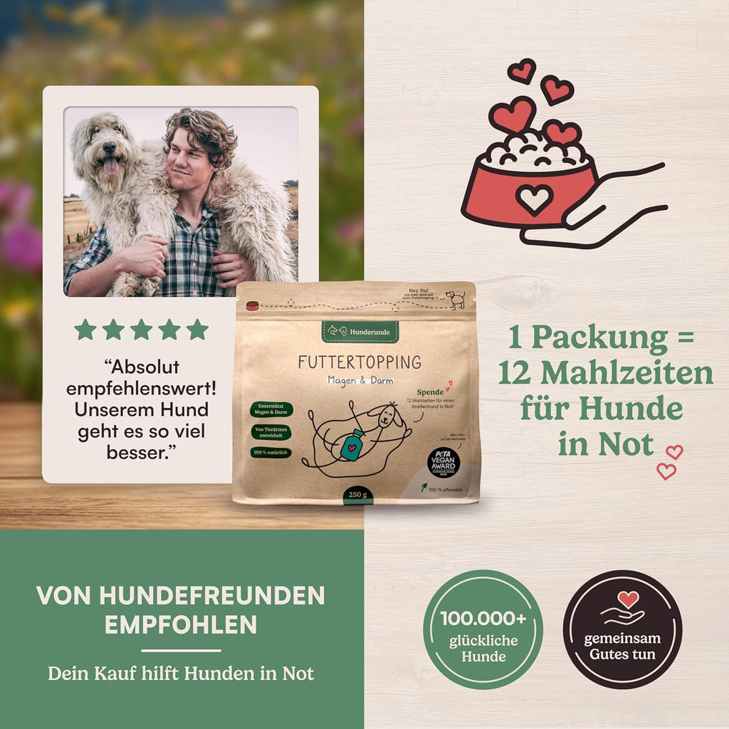 Futtertopping Magen und Darm 250g mit Praebiotika fuer Hunde verschiedene Sorten