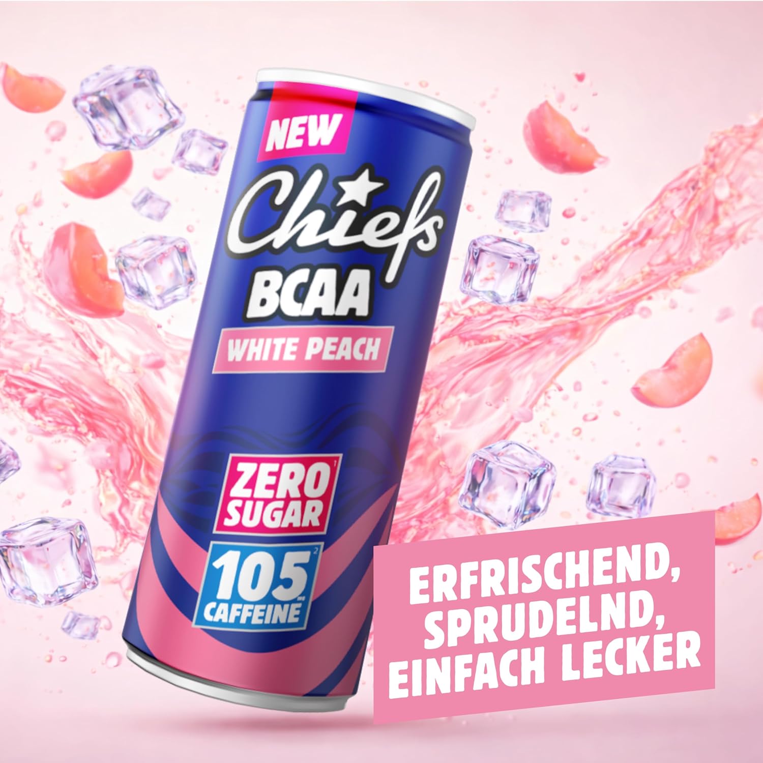 CHIEFS BCAA Energy Drink 24er pack - zuckerfrei - Energy Getraenk mit Koffein, Vi