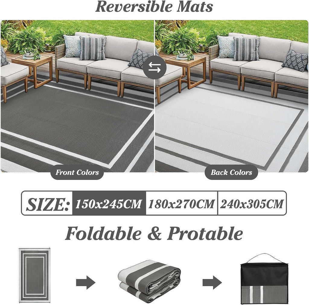 Outdoor Teppich 150x245 cm wasserfest, UV-bestaendig, leicht, reversibel fuer Balk