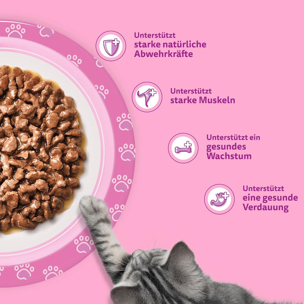 Whiskas Junior Katzenfutter Nassfutter 48 x fuer Kaetzchen 2-12 Monate