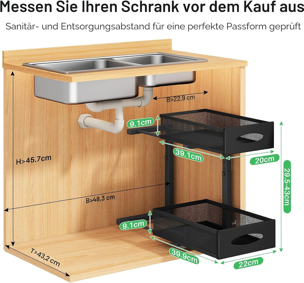 Unterspuele Organizer 2 Ebenen Metall Schrankorganizer fuer Kueche Bad