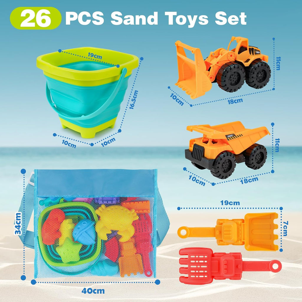 Sandspielzeug 26-teilig Kinder Strand Set mit Eimer Schaufel Foermchen