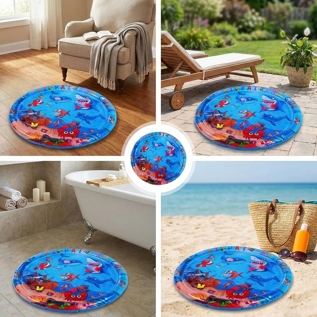 Wassermatte 100 x 100 cm Baby Aufblasbar Tummy Time Sensorische Spielmatte