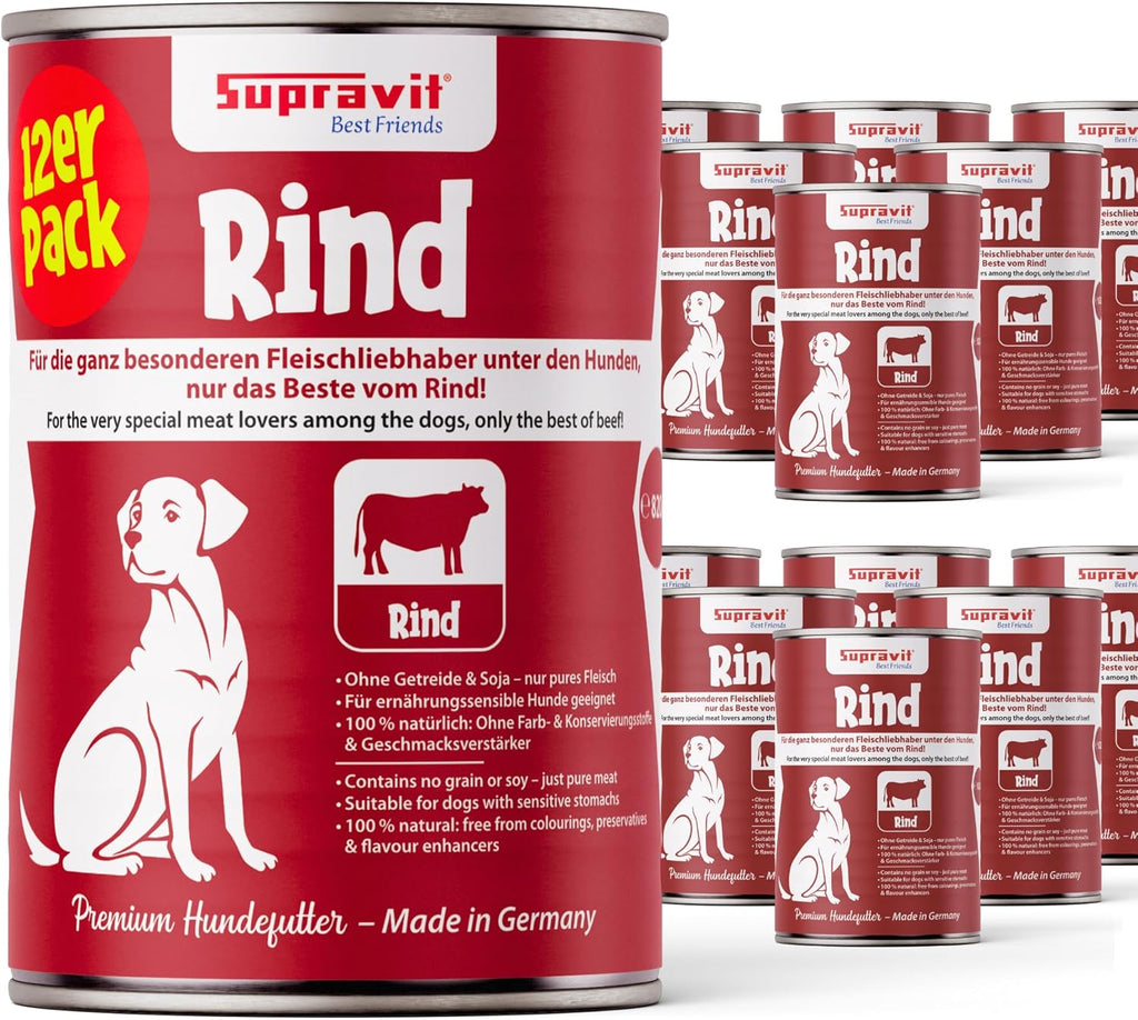 Supravit Hundefutter Nass Fisch & Lachs 12× getreidefrei, verschiedene Sorte