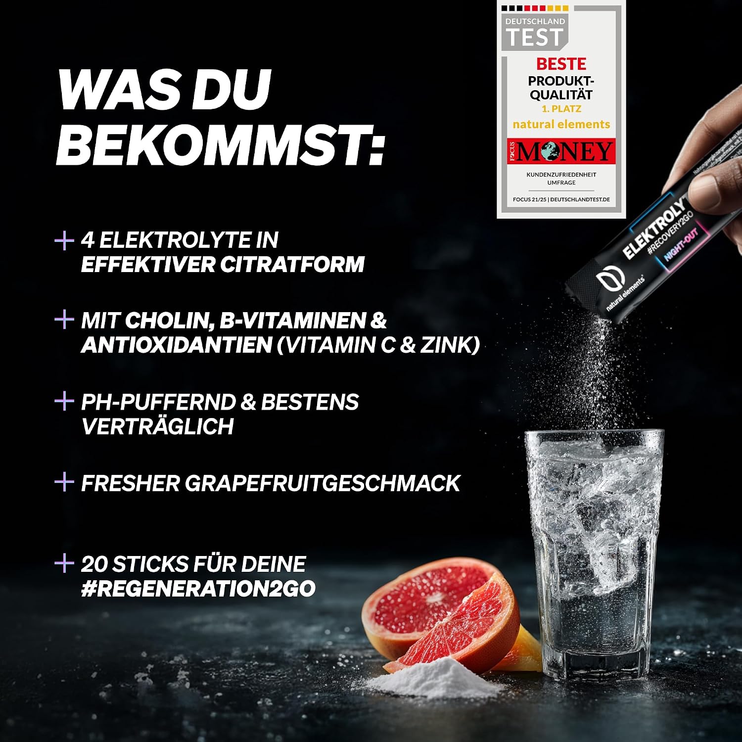 Elektrolyte Sticks Night‑Out 20 Stueck Grapefruit