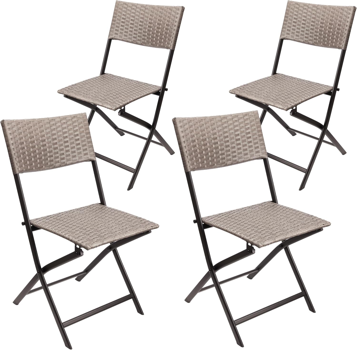 Brubaker Gartenstuhl 2er Set Toskana Klappstuhl Polyrattan Grau-Braun
