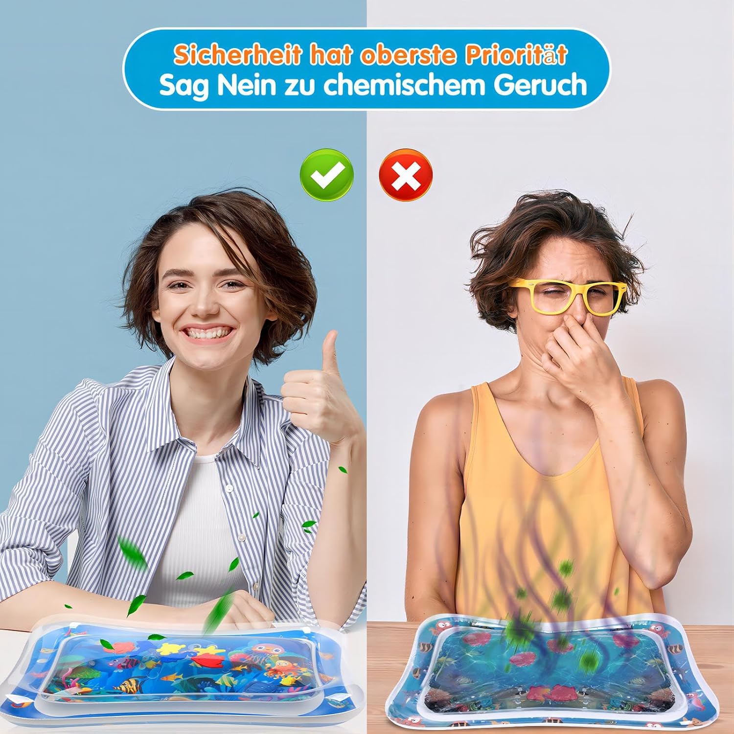 Infinno Baby Wasserspielmatte Ozean Motiv fuer 3-9 Monate blau