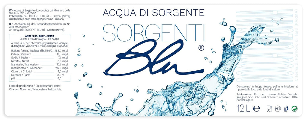 Sorgenti Blu Berg Fruehling Wasser 2 x 12 L Glasflasche