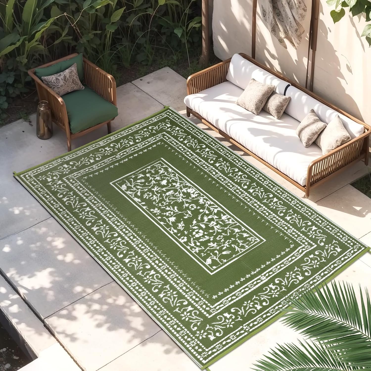 Outdoor Teppich blau 150 x 245 cm wetterfest wasserdicht UV-bestaendig 180cm-275c
