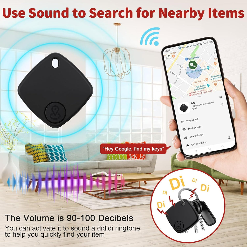 Air Tracker Schluesselfinder 4er Pack Schwarz Android Smart Tag Google Find Hub