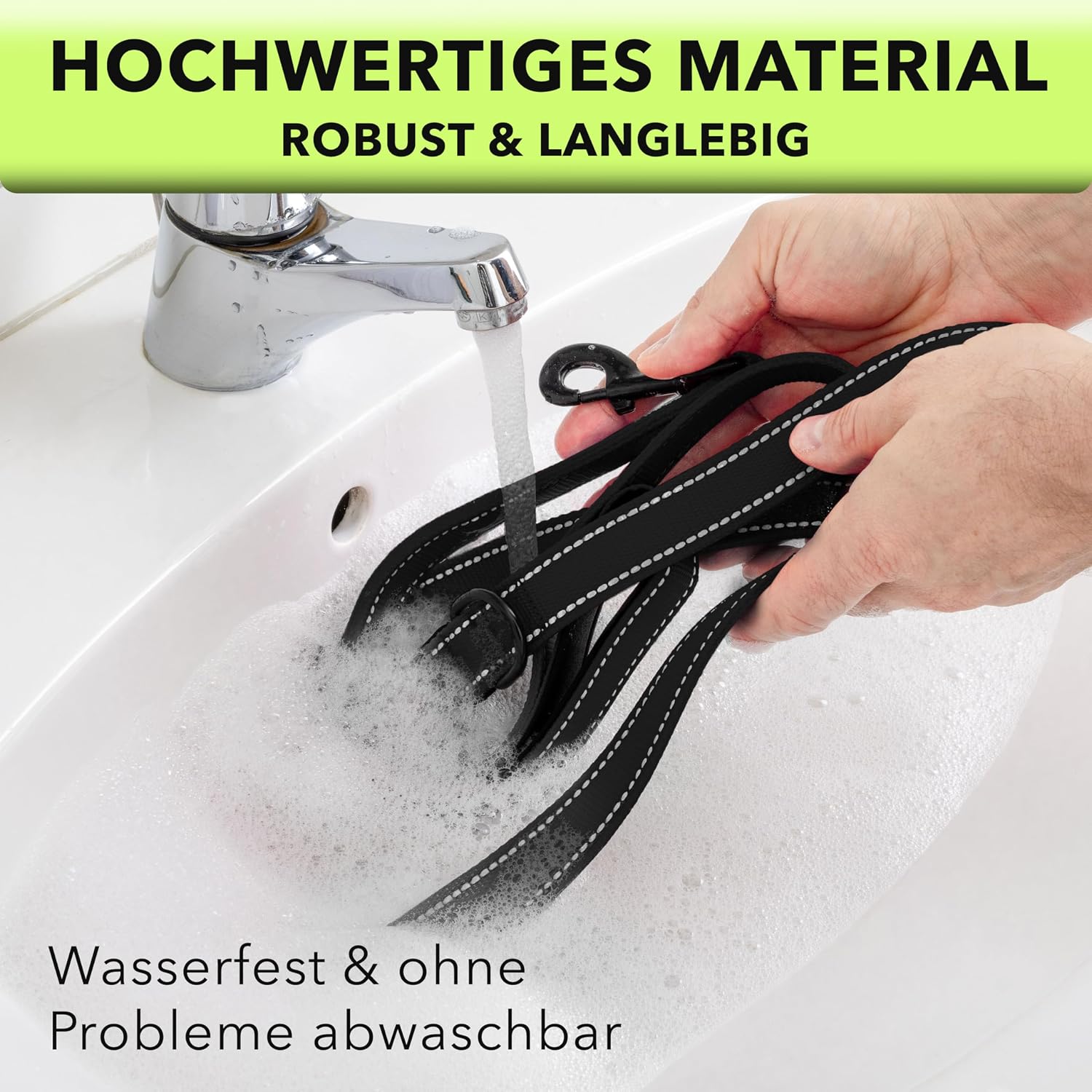 AVANA reflektierende Hundeleine 1,5 m mit Kurzfuehrer und gepolsterten Griffen