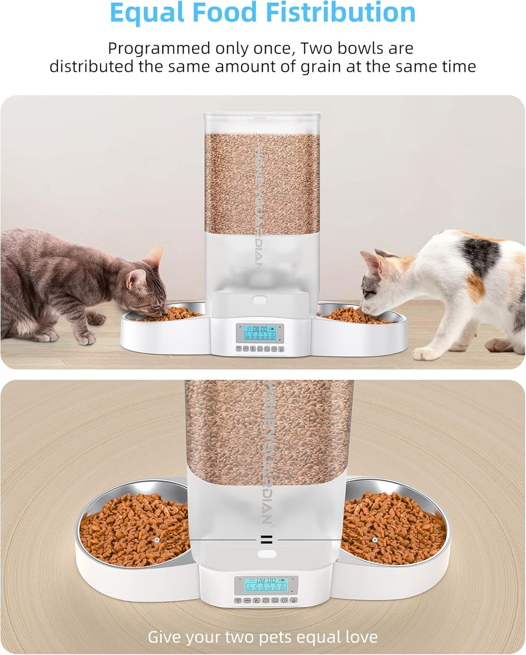 Futterautomat fuer Hunde und Katzen mit WLAN App Timer fuer 1-6 Mahlzeiten