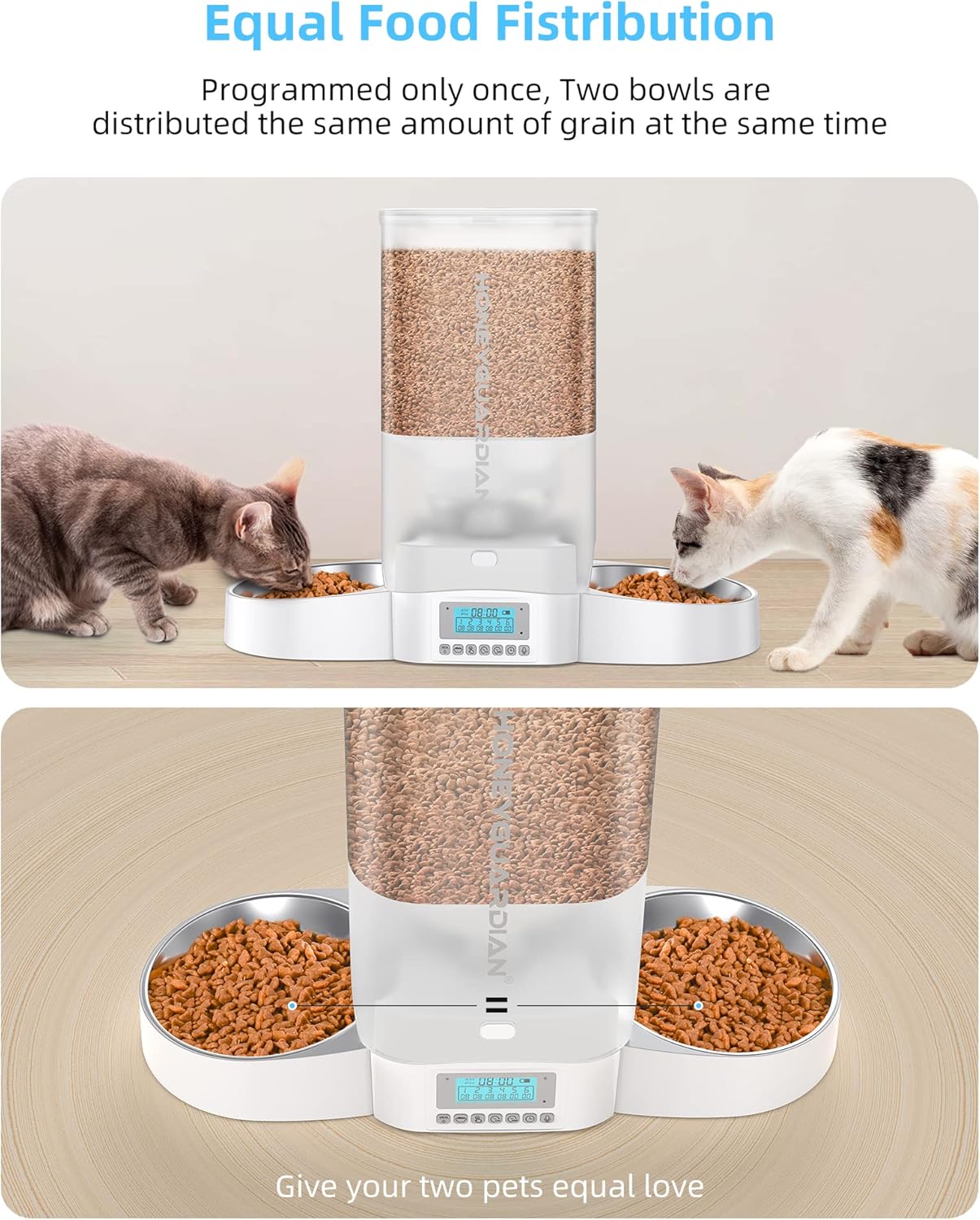 Futterautomat fuer Hunde und Katzen mit WLAN App Timer fuer 1-6 Mahlzeiten