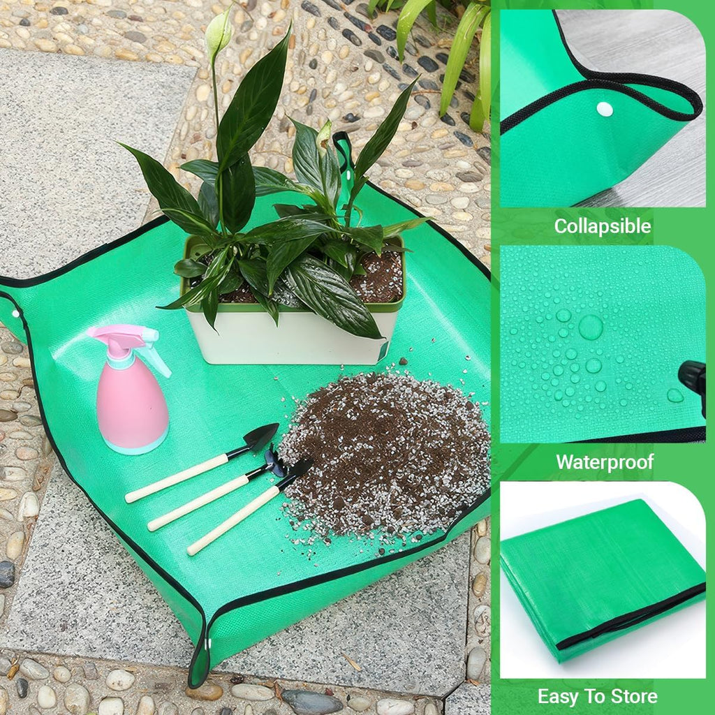 Pflanzunterlage wasserdicht 2er Set 66×66 cm & 100×100 cm schwarz/gruen