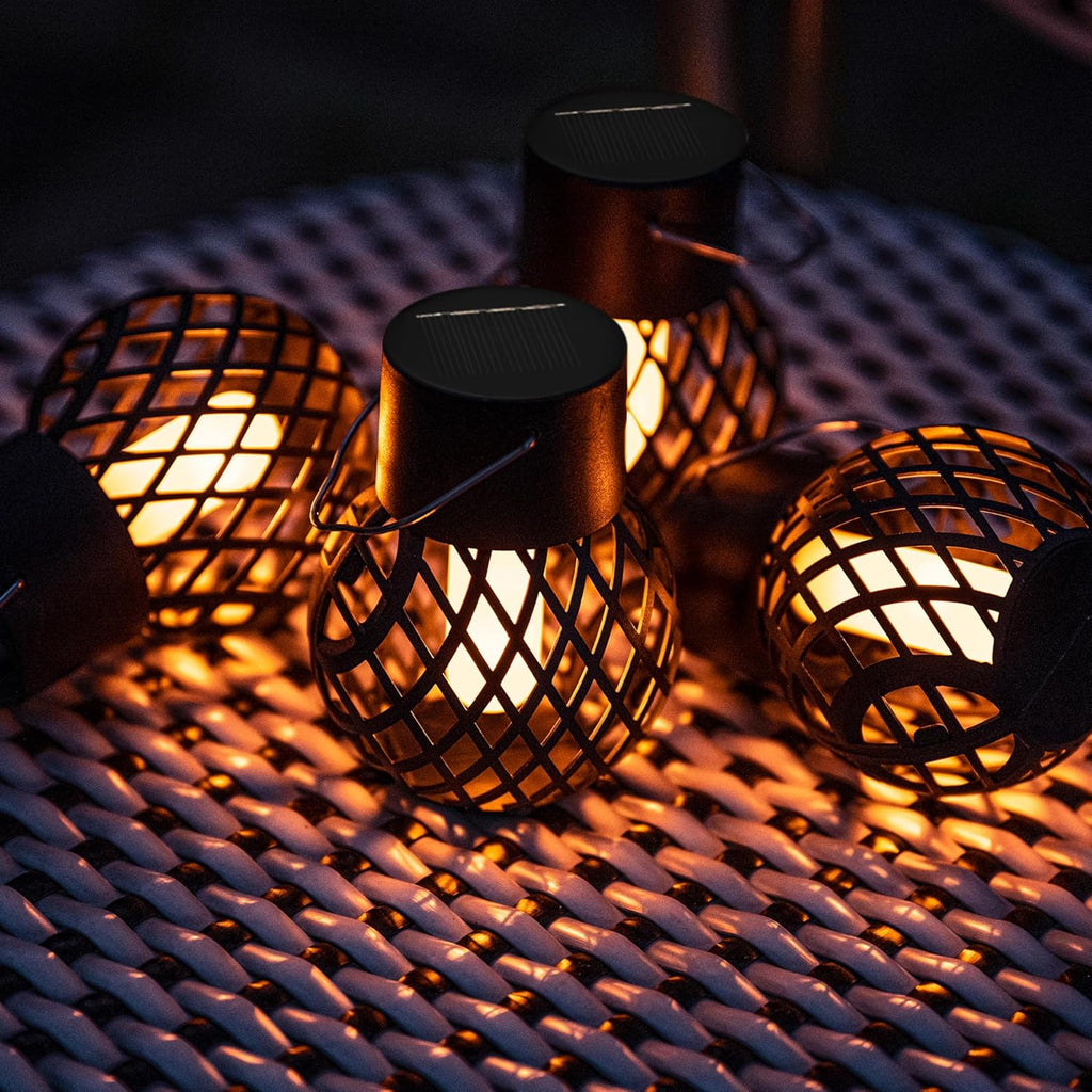 GIGALUMI Solar Haengeleuchte flackernde Flamme 8er Set wasserdicht fuer Aussen