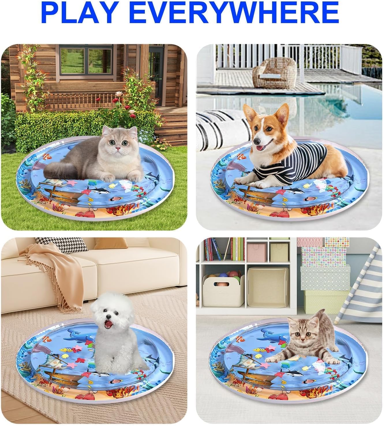Interaktive Wasserspielmatte fuer Katze und Hund mit Sensor Sommer
