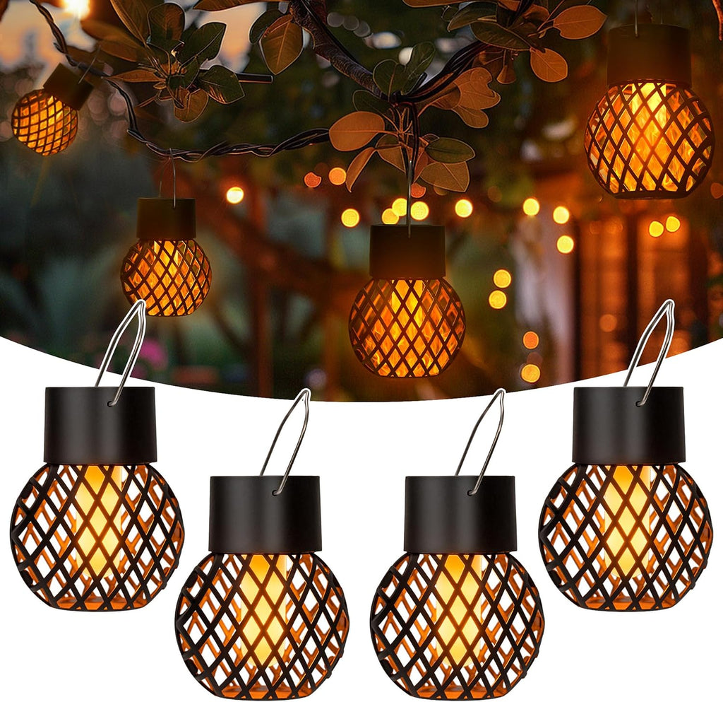 GIGALUMI Solar Haengeleuchte flackernde Flamme 8er Set wasserdicht fuer Aussen