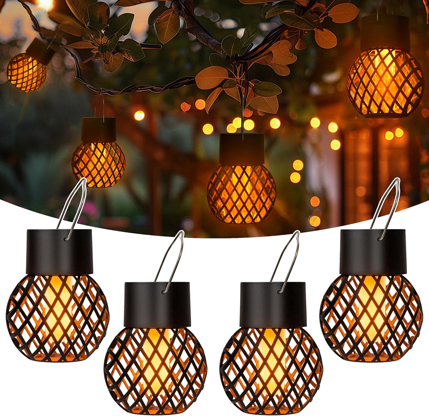 GIGALUMI Solar Haengeleuchte flackernde Flamme 8er Set wasserdicht fuer Aussen