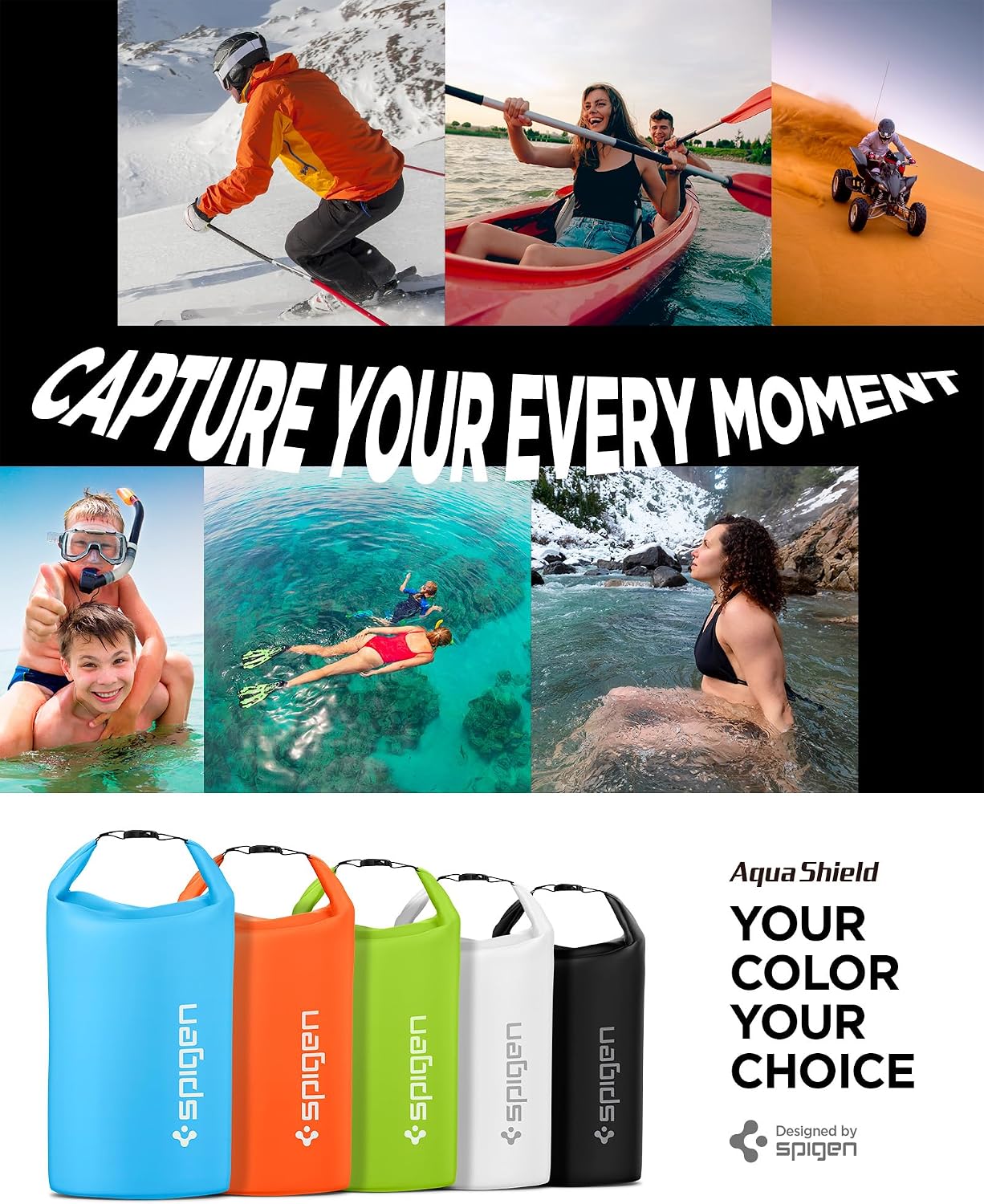 Spigen Dry Bag Aqua Shield wasserdichte Tasche Rucksack Snow White