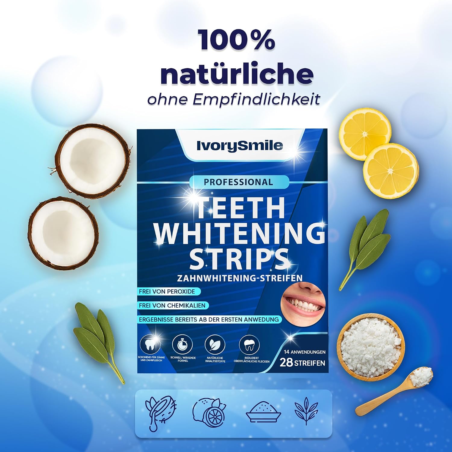 Whitening Strips Zahnaufhellungsstreifen 28 Stueck fuer empfindliche Zaehne