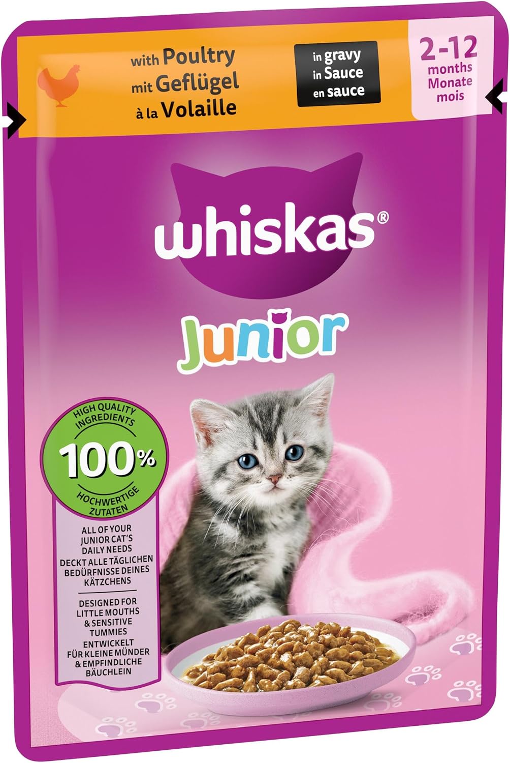 Whiskas Junior Katzenfutter Nassfutter 48 x fuer Kaetzchen 2-12 Monate