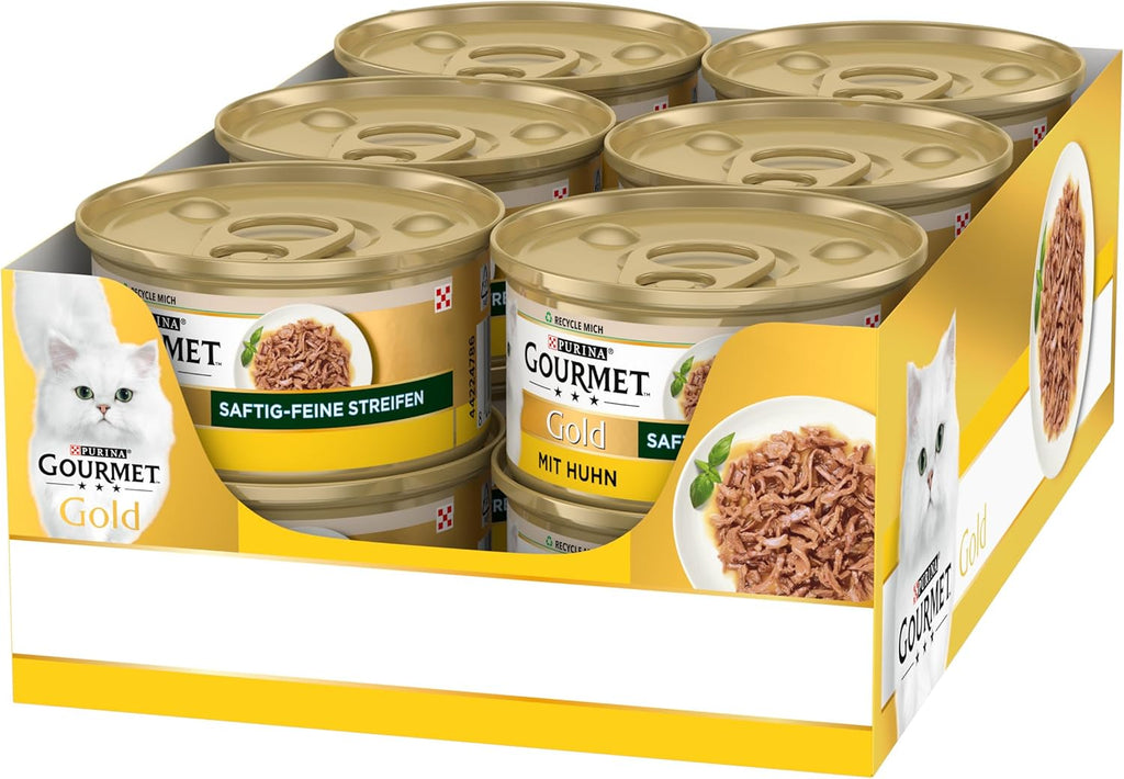 Gourmet Gold Katzen Nassfutter saftig-feine Streifen mit Huhn 12x85g