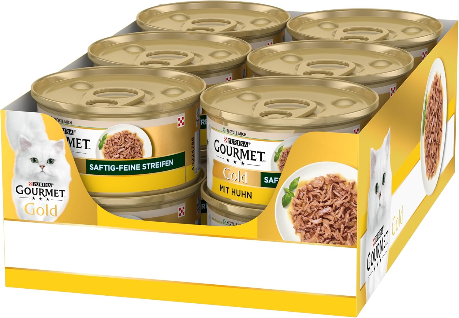 Gourmet Gold Katzen Nassfutter saftig-feine Streifen mit Huhn 12x85g