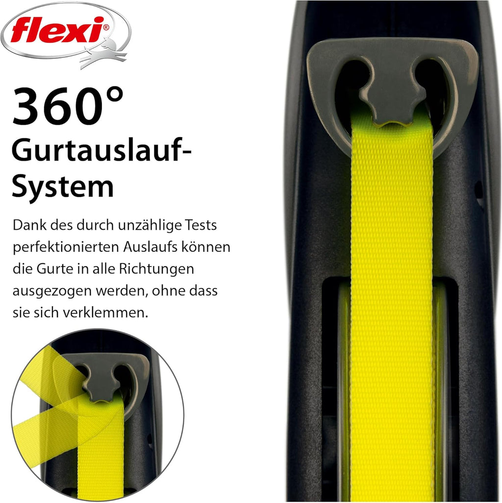 ausziehbare Hundeleine 8-10m Gurt Roll-Leine bis schwarz/neon-gelb