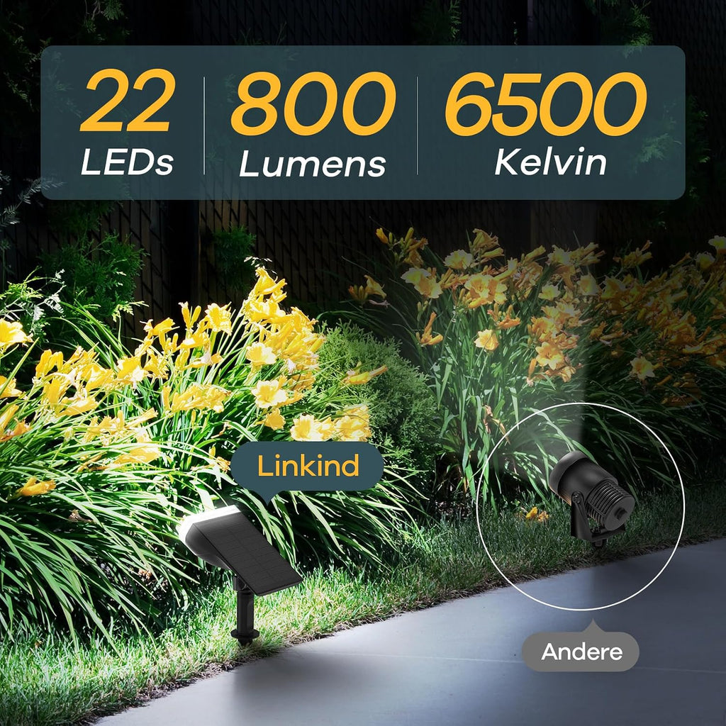 Linkind Solarlampe farbig RGBW Dusk-to-Dawn 22-LED Gartenleuchte IP65, 4er Set