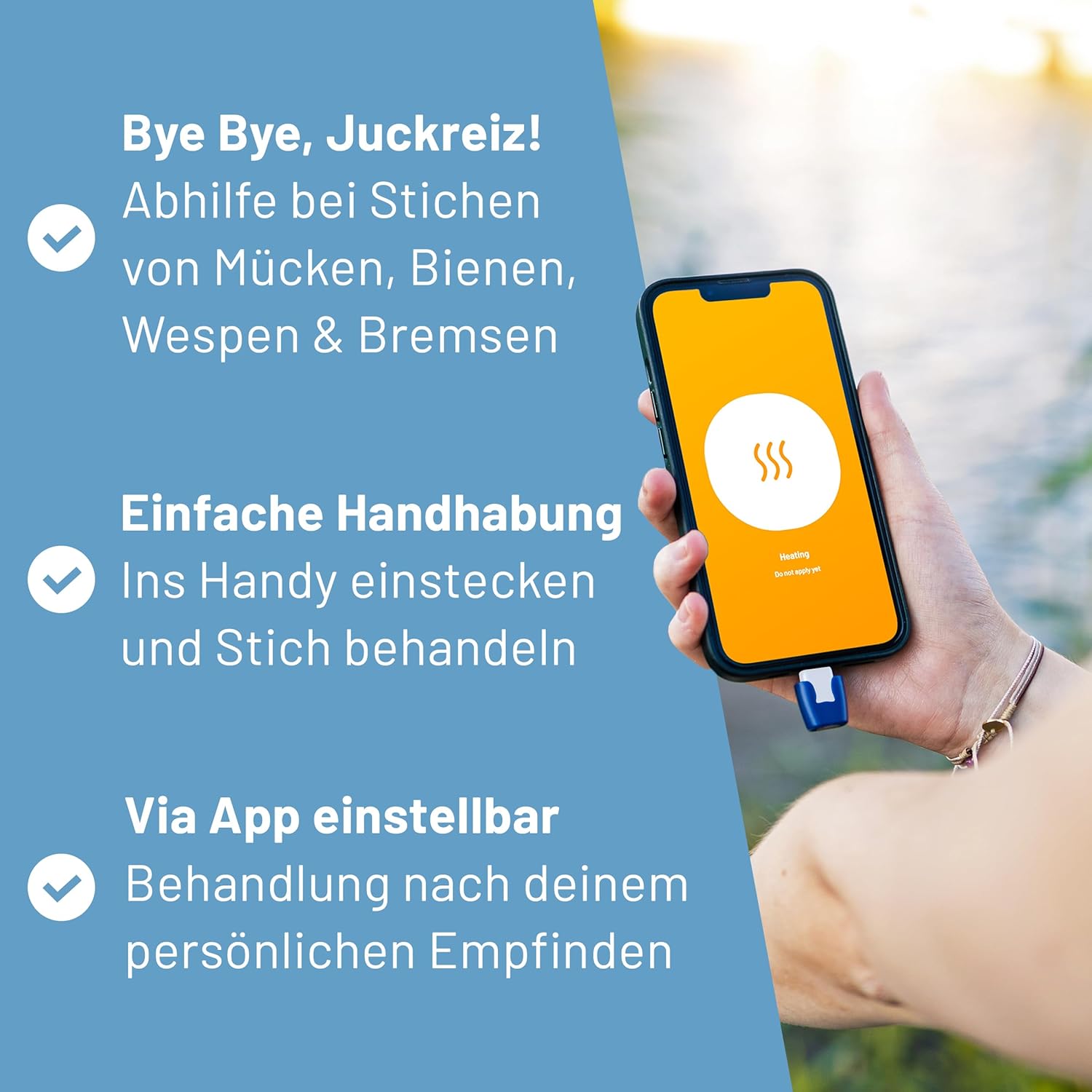 heat it Insektenstichheiler USB-C fuer Smartphone Juckreiz- und Schmerzbehandlung