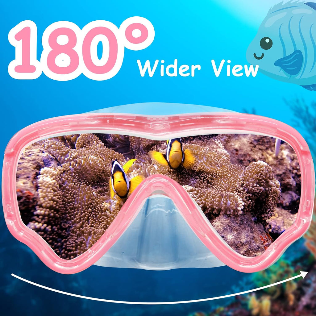 Vvinca Taucherbrille Kinder 180° Panorama Schwimm- und Tauchmaske mit Stoffband
