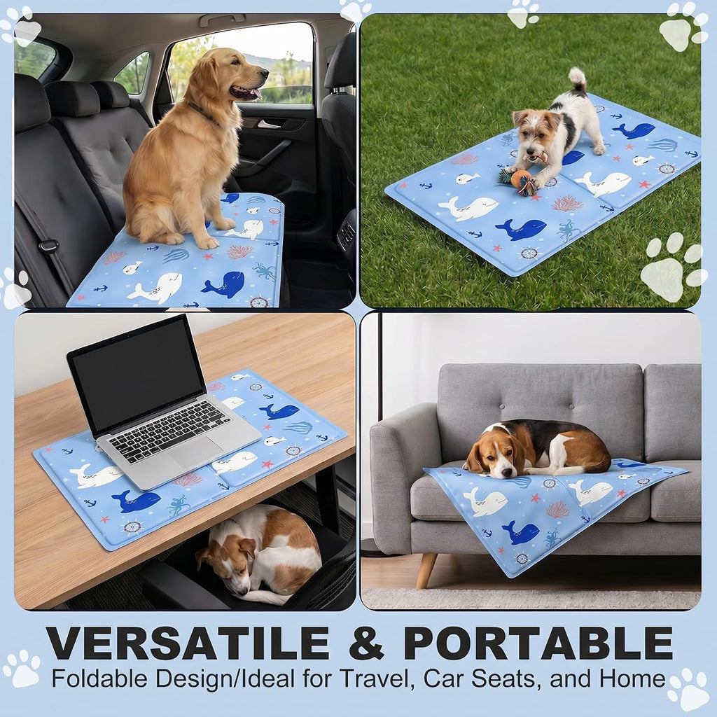 Kuehlmatte Hund Katze 50x60 cm selbstkuehlend Gel waschbar Weiss L