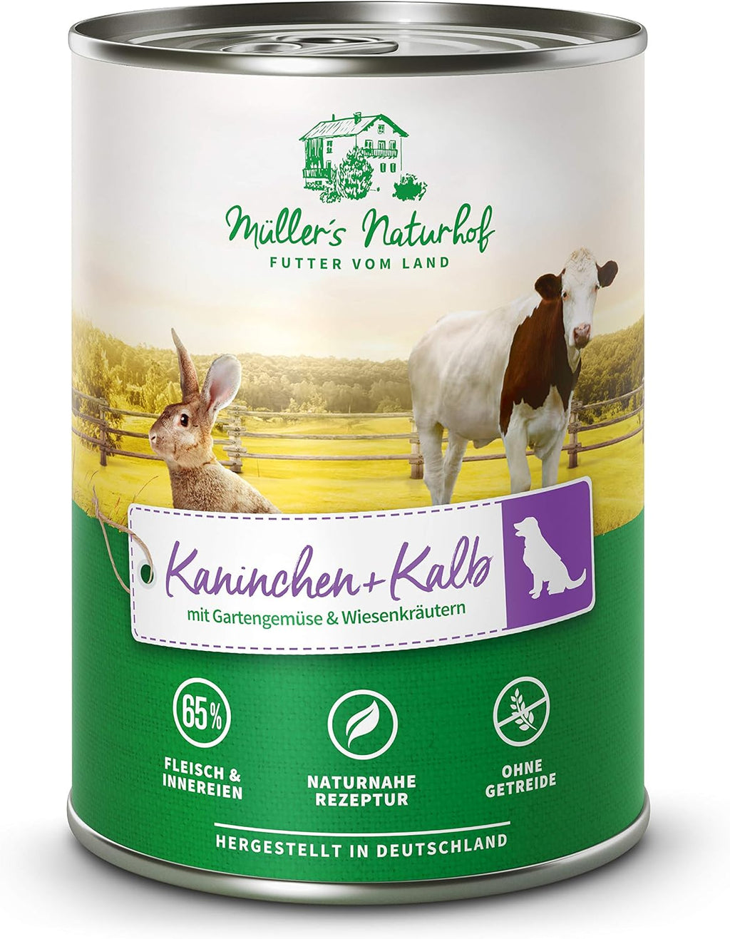 MUeLLER'S NATURHOF Hundefutter Nass Kaninchen 6x400g verschiedene Sort