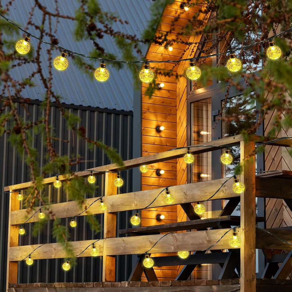 Flacchi Solar Lichterkette 30 LED Warmweiss IP65 8 Modi fuer Aussen, Wetterfest