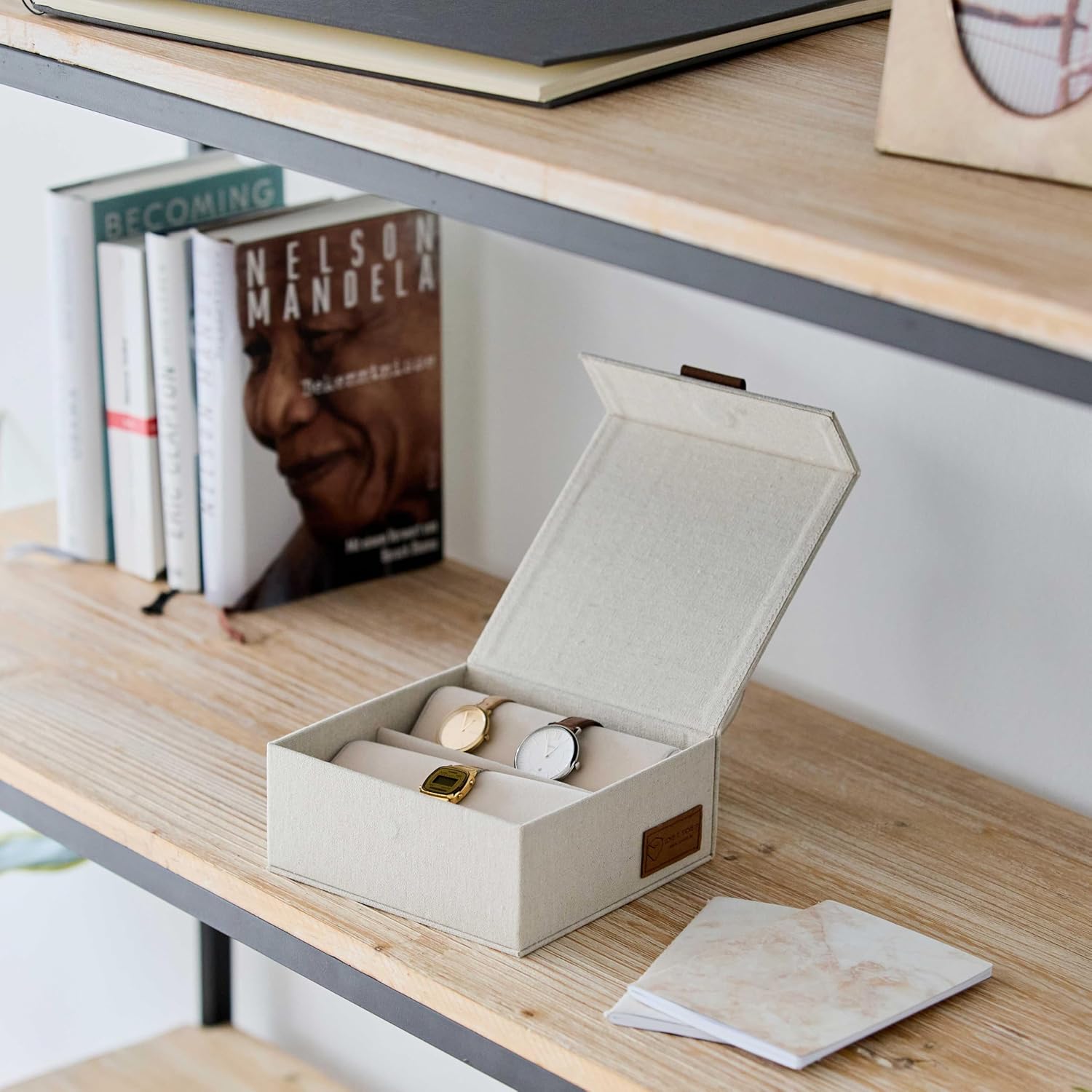 LOVE IT STORE IT Uhrenbox Leinen Aufbewahrungsbox fuer Uhren innen