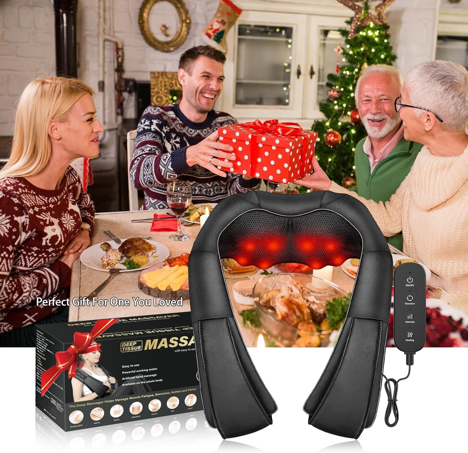 Ikristin Shiatsu Nacken- und Rueckenmassagegeraet 3D mit Waerme