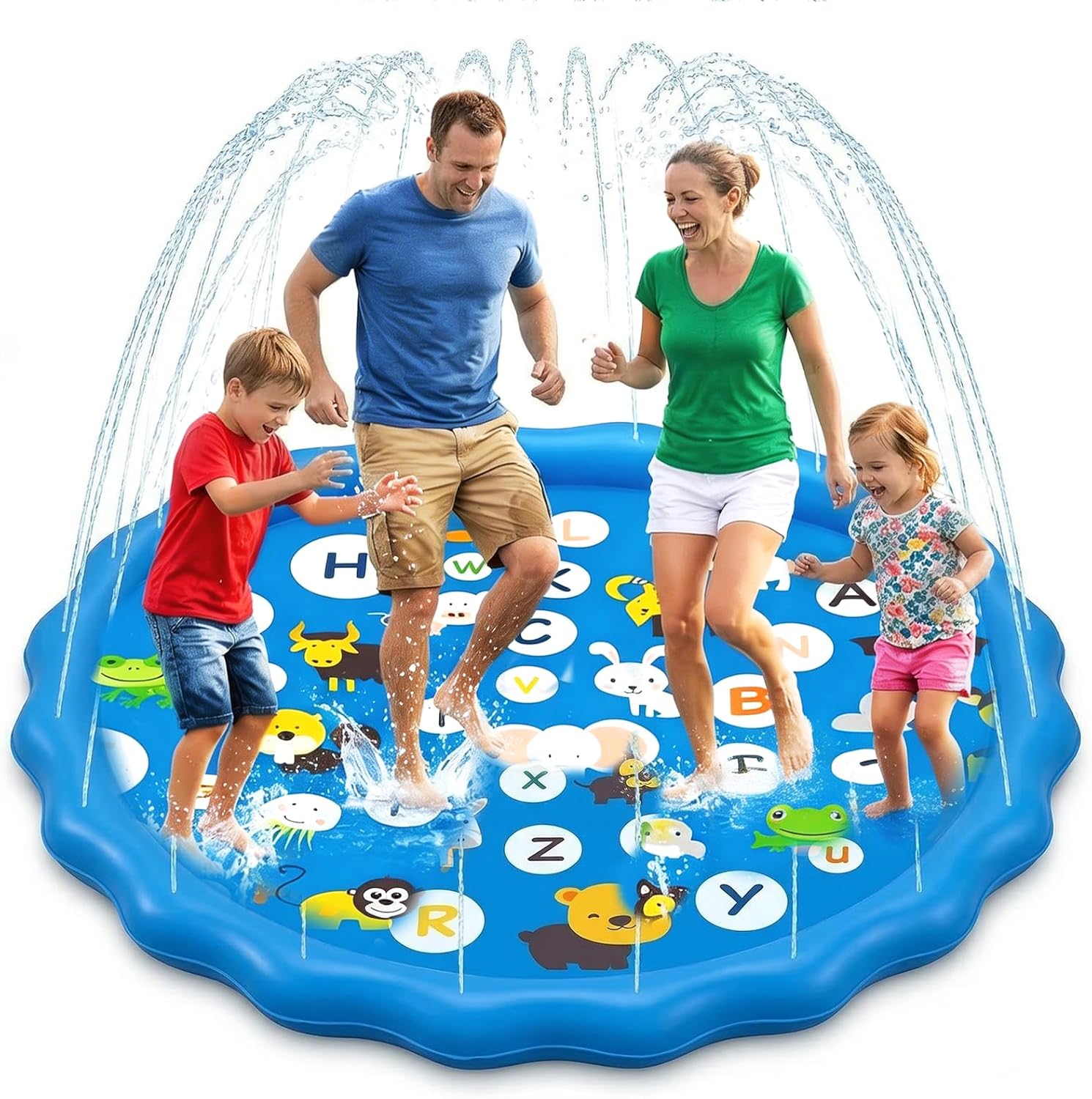 Aufblasbare Sprinklermatte 170 cm Blumenform Himmelblau 3-stufig Kinder