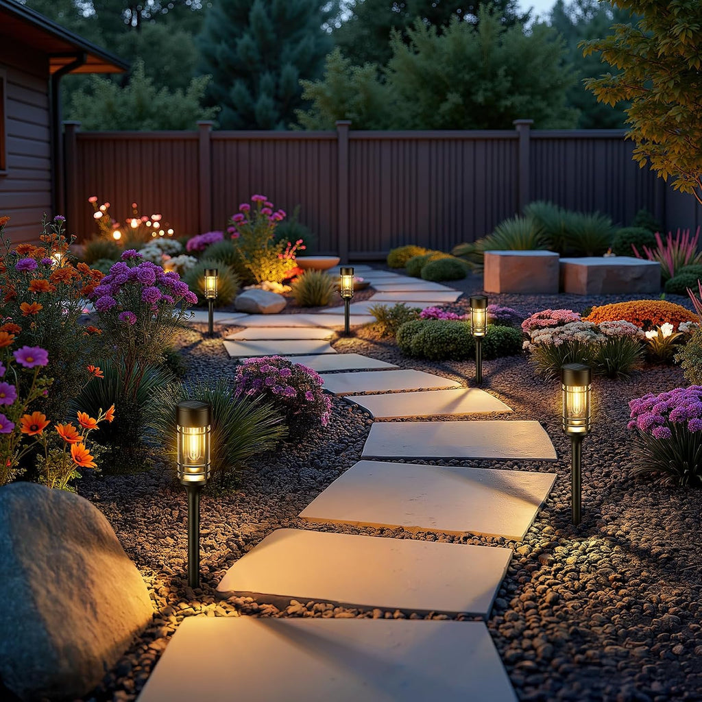 BUCASA Solarleuchten Aussen 6er Set IP65 Warmweiss Gartenlampen Terrasse Hof