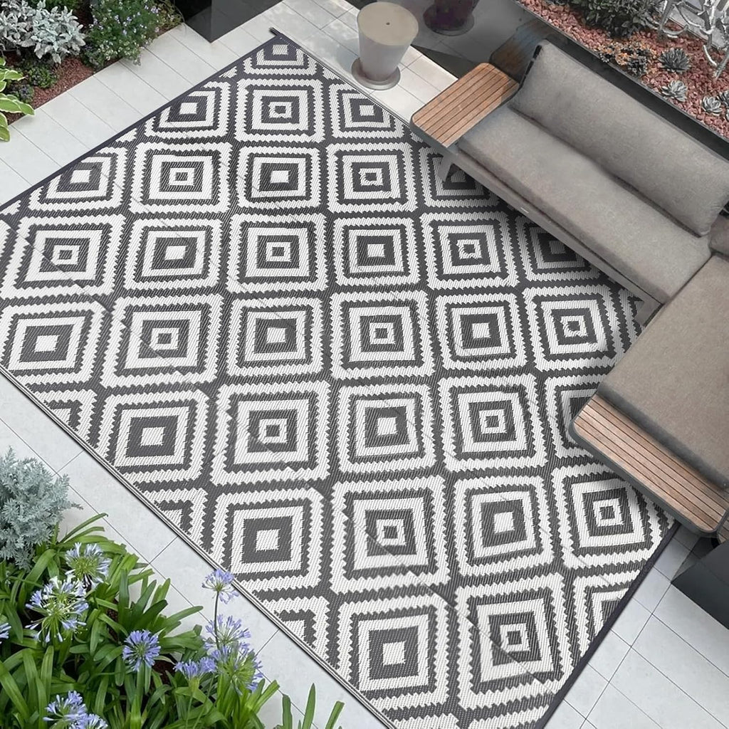 Famibay Outdoor Teppich 245x305 cm wasserabweisend wendbar 180cm-365cm
