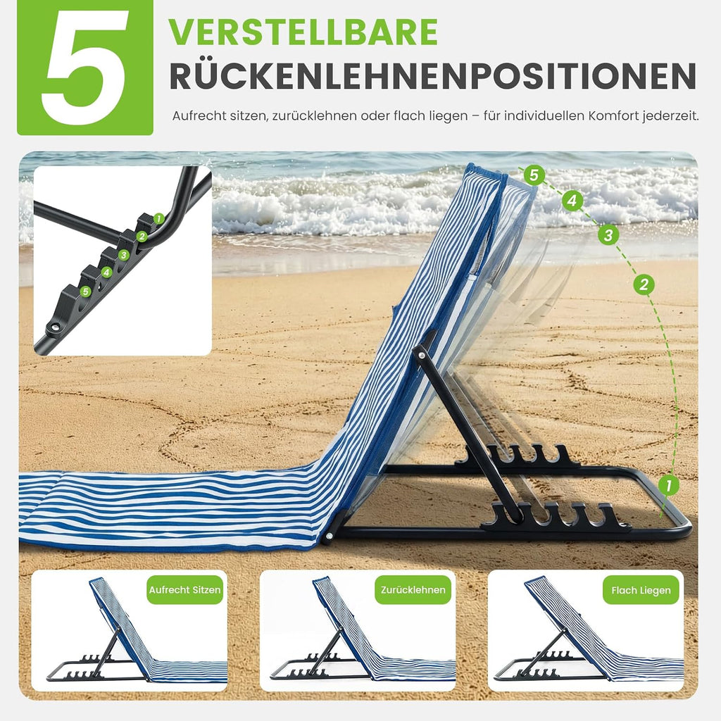 Palawano Sonnenliege verstellbar 5 Positionen leicht tragbar fuer Garten Strand