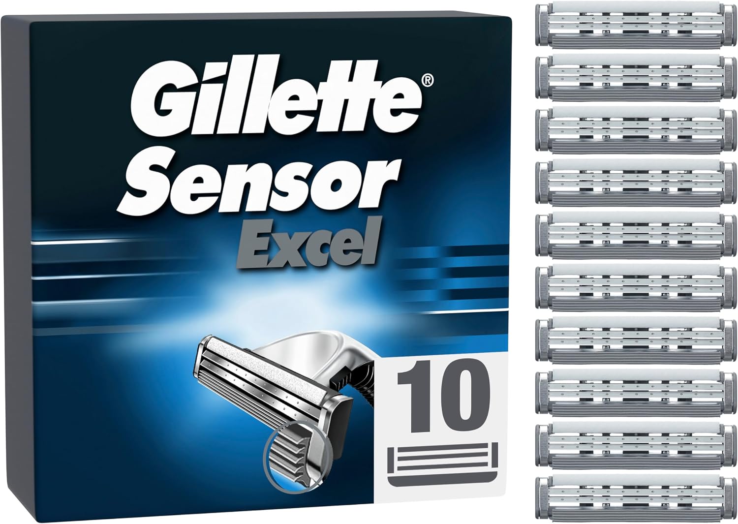 Gillette Sensor Excel Rasierklingen Herren 10 Stueck Ersatzklingen