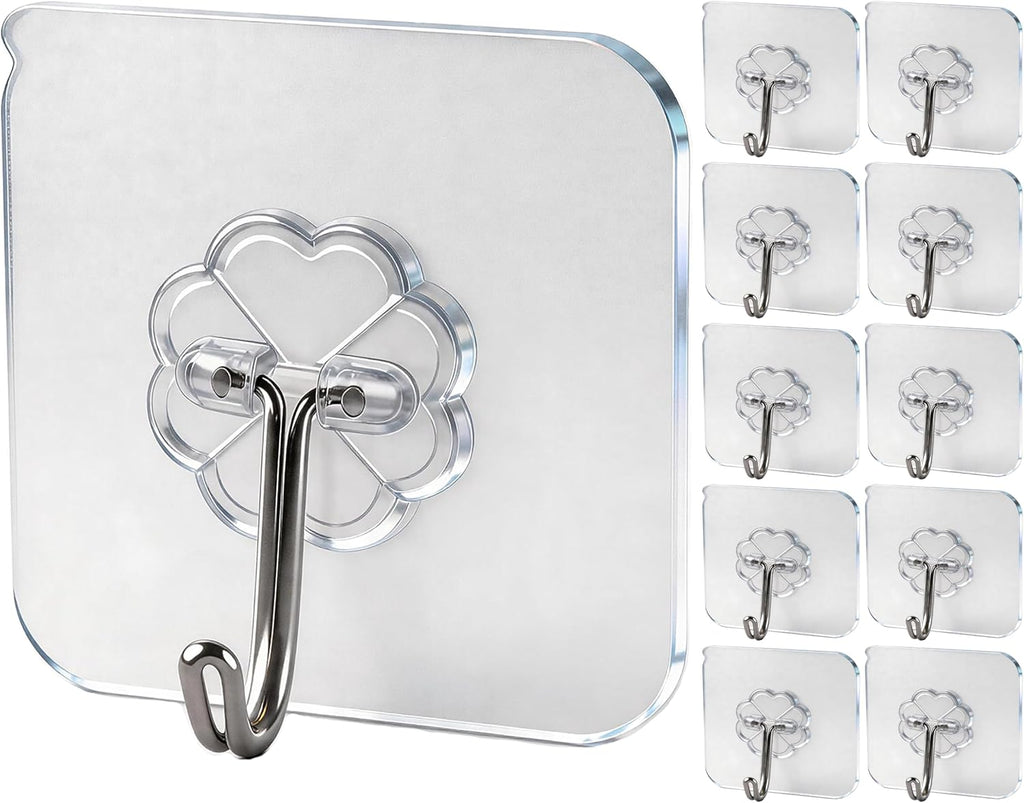 Selbstklebende Handtuchhaken 10er Set transparent Wasserdicht