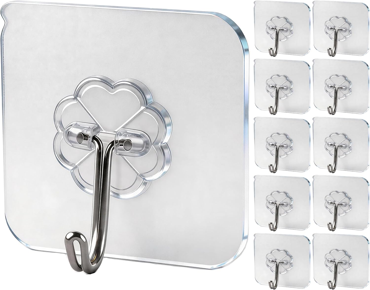 Selbstklebende Handtuchhaken 10er Set transparent Wasserdicht