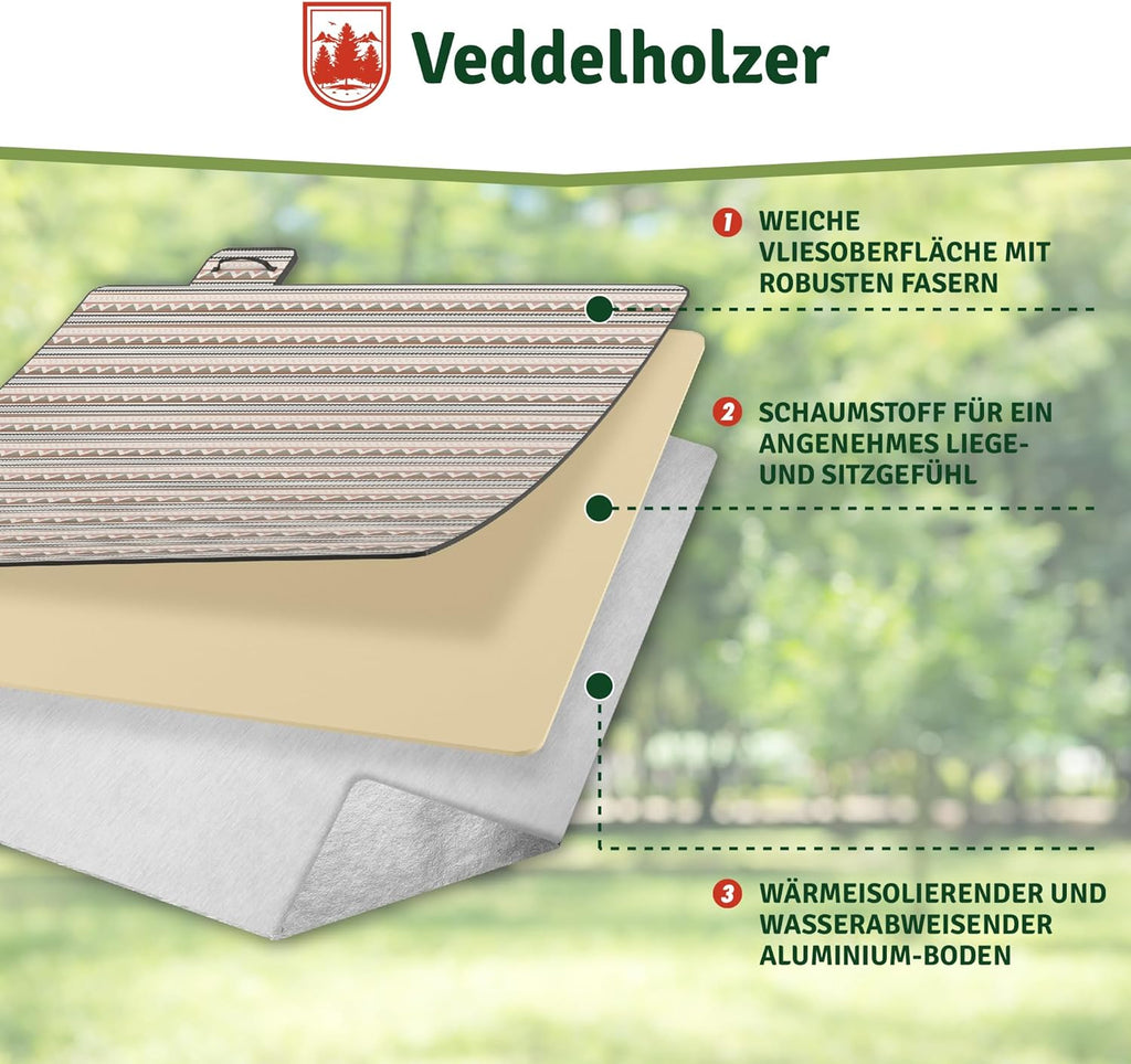 Veddelholzer Stranddecke 200x200 cm wasserdicht sandfest XXL isoliert gepolstert