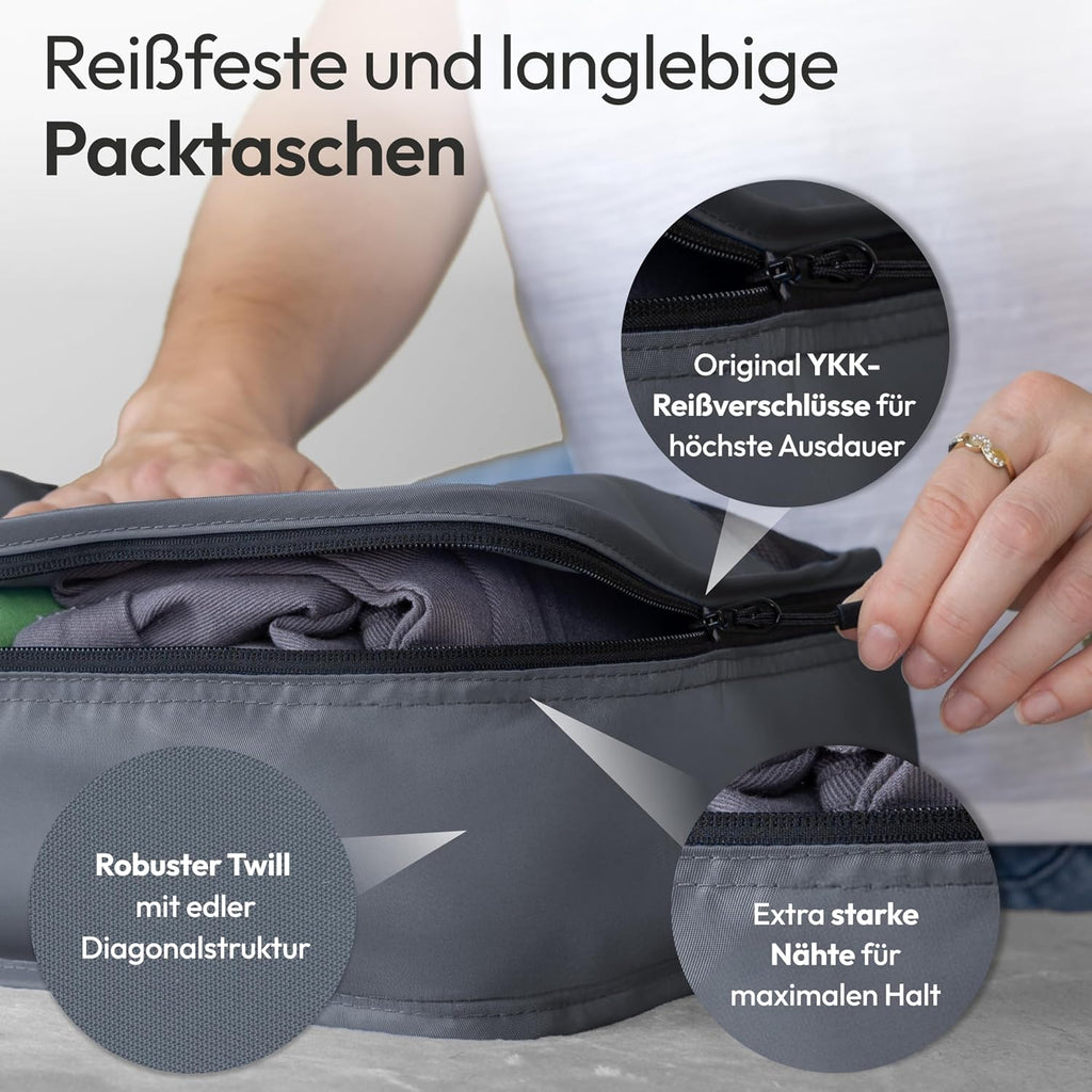 5er Koffer Organizer Set Packing Cubes Reisebeutel Beige