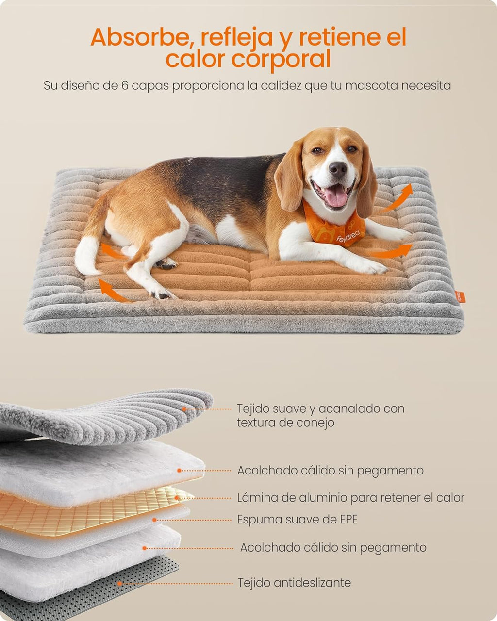 Feandrea Hundedecke taubengrau 45cm-75cm waschbar fuer Hunde Katzen S