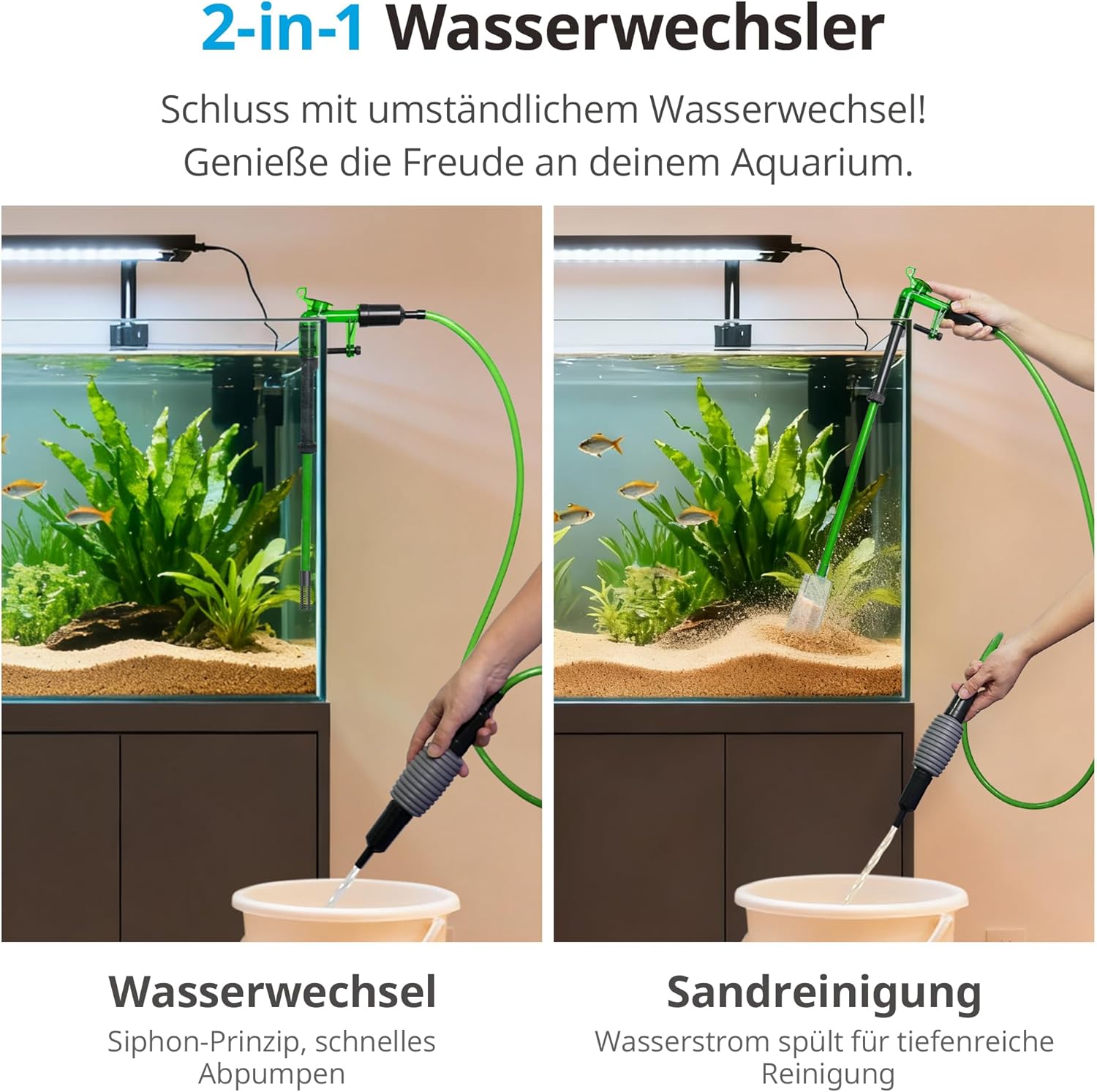 NICREW Aquarium Kiesreiniger Wasserwechsel Handpumpe Bodensauger