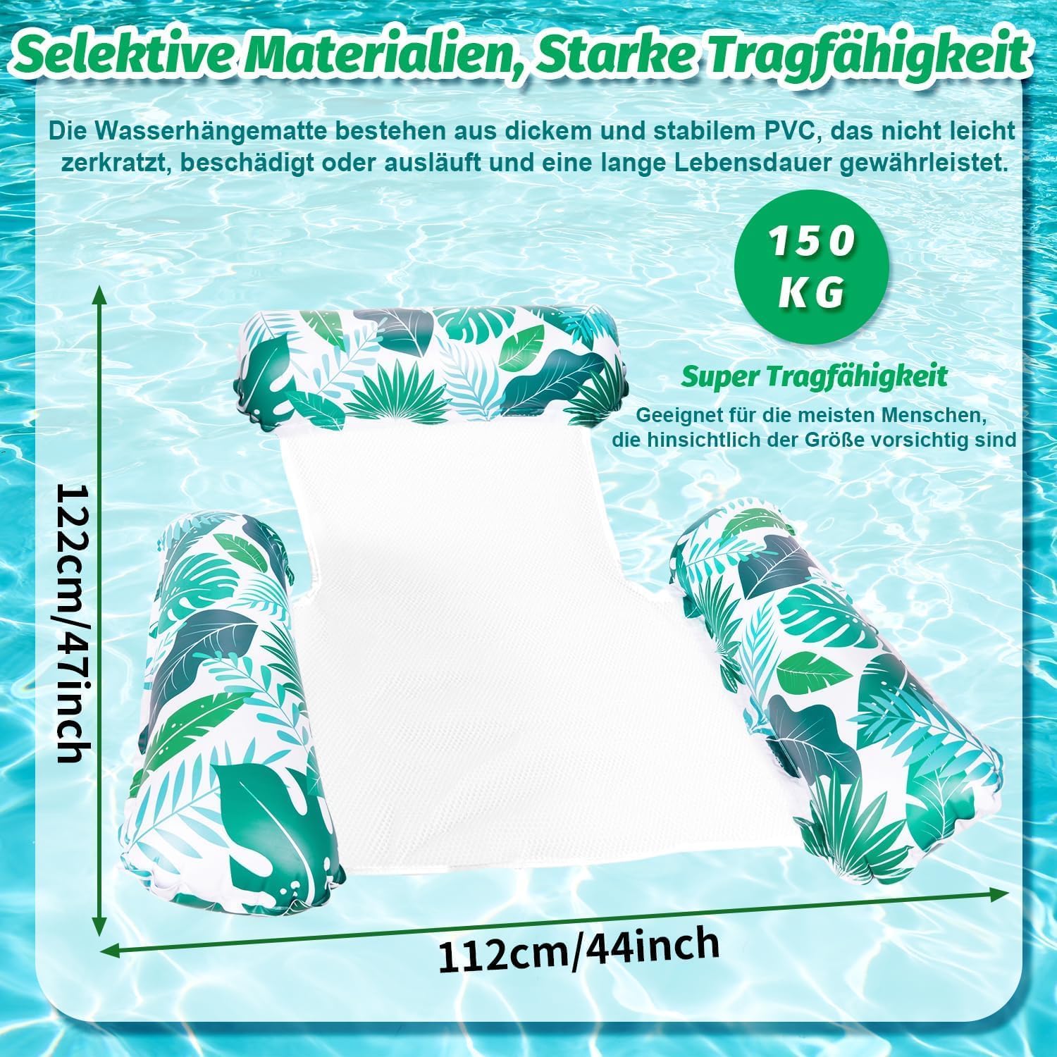 Alintor Wasserhaengematte 2er Set 4in1 Luftmatratze Pool Erwachsene Sommer