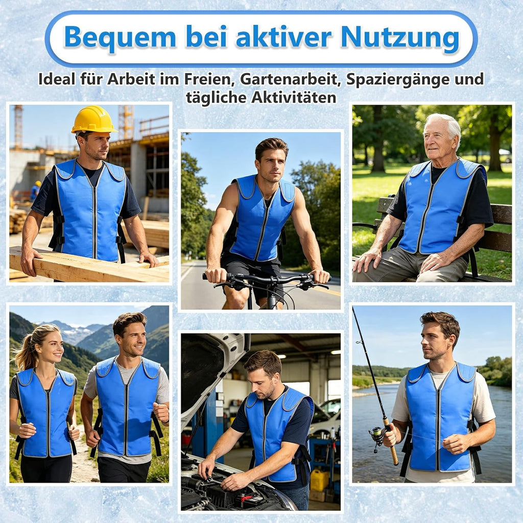 Verdunstungskuehlweste fuer Herren und Damen wasseraktivierte Kuehlweste fuer heisses