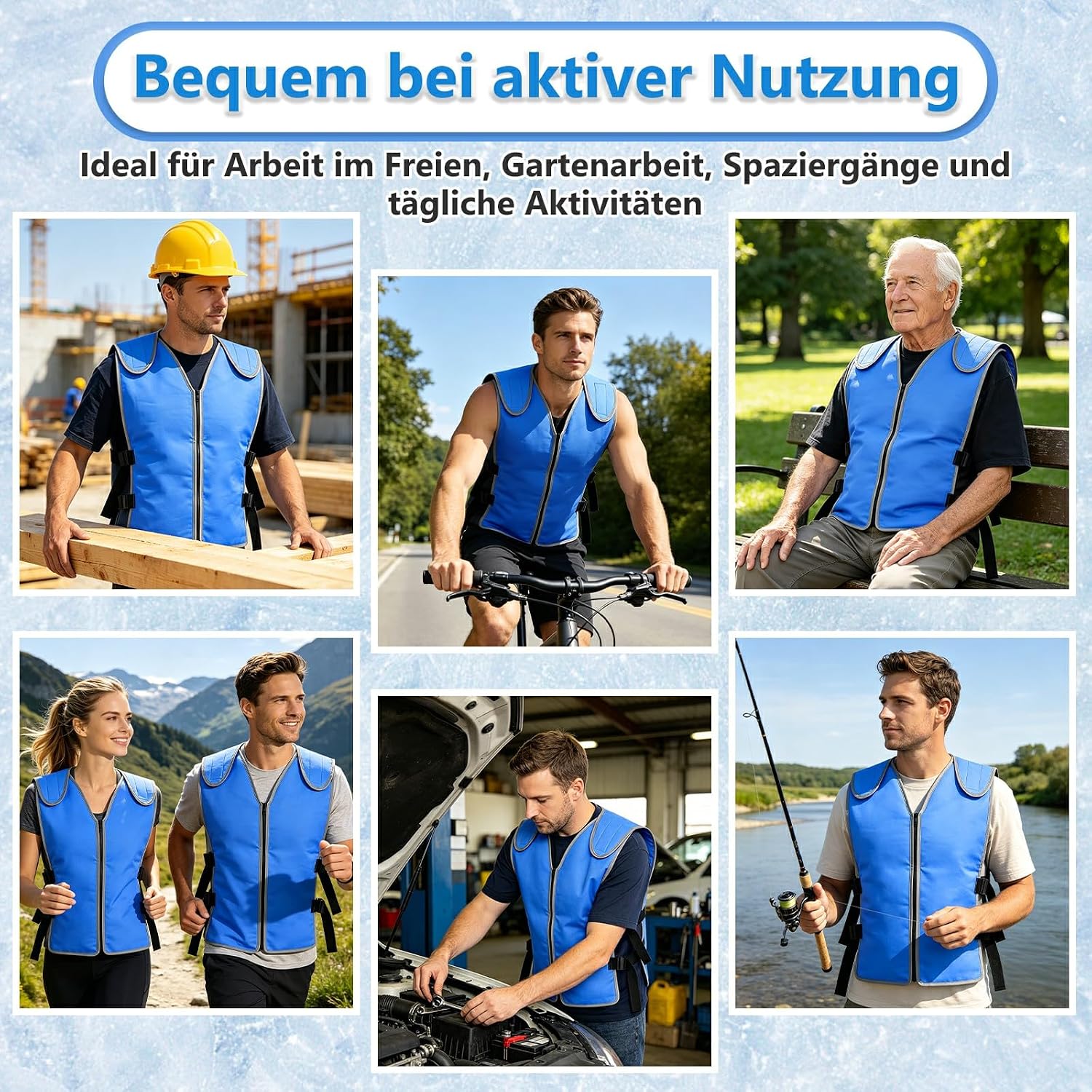 Verdunstungskuehlweste fuer Herren und Damen wasseraktivierte Kuehlweste fuer heisses